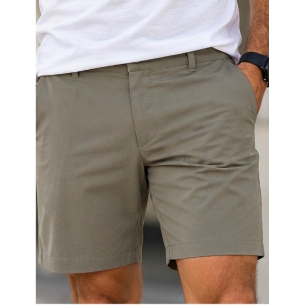 All In Motion Mens 38 Khaki Stretch Performance Shorts Lightweight Active